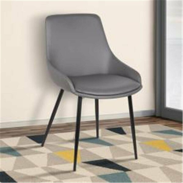 Mia Contemporary Dining Chair in Gray Faux Leather with Black Powder Coated Metal Legs, Armen Living, Mfr#: LCMICHGREY